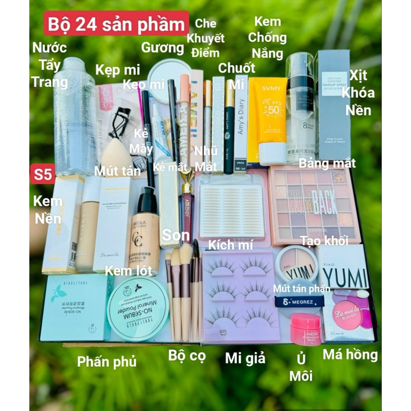 Bộ Trang Điểm Makeup/Cơ Bản Cho Nữ Mới Học Trang Điểm Đầy Đủ Xịt Khoá Nền+Lông Mi+Kem Nền+Kem Lót+Khuyết Điểm+Son Kem...