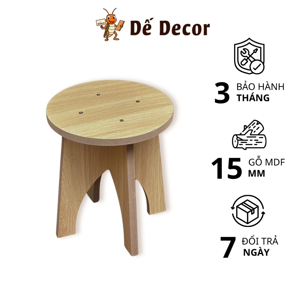 Ghế đẩu thấp mini gỗ MDF ghế đôn trang trí cho phòng khách, quán cafe, văn phòng Ms07 - Dế Decor