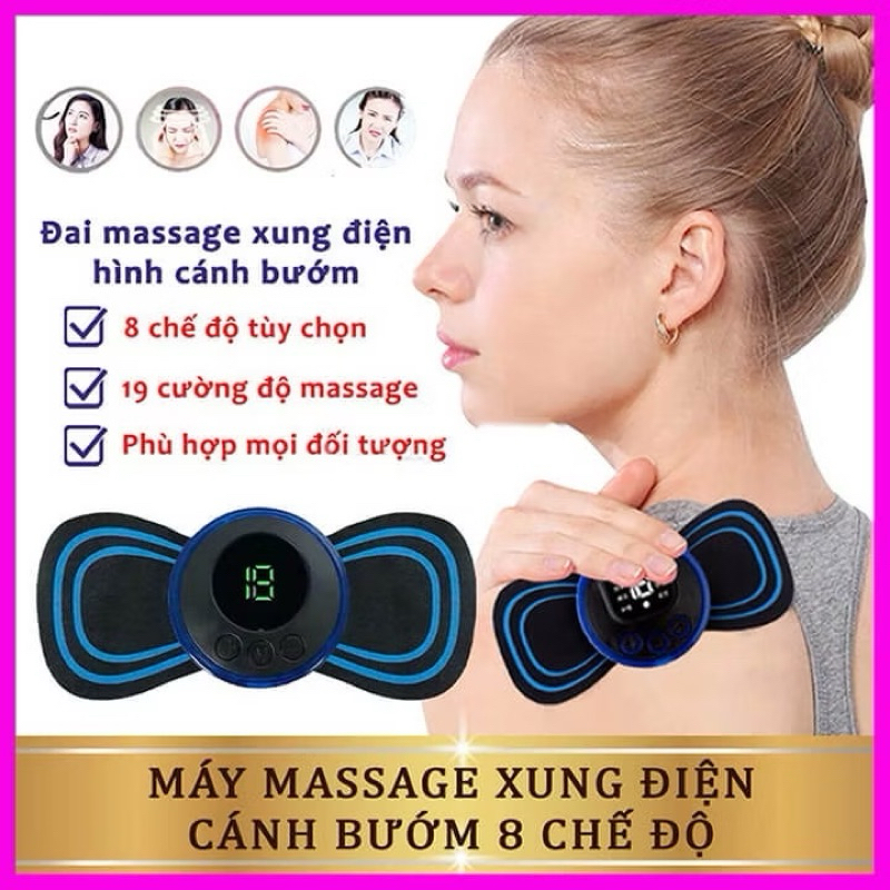 (Mall) ( HOT) Máy Massage Cổ Vai Gáy Xung điện có điều khiển - miếng dán massage sung điện cổ vai gáy đỡ nhức mỏi cơ