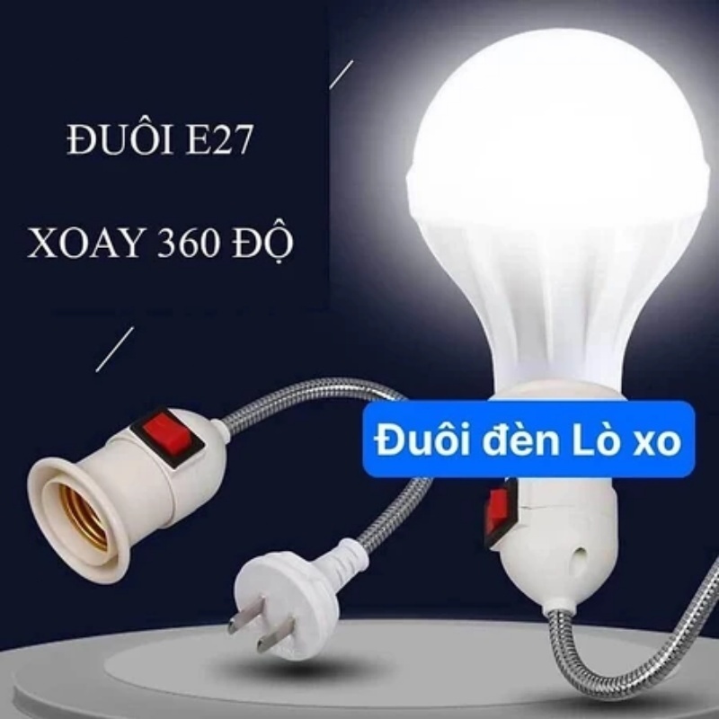 Chuôi Đèn Đui Đèn E27 Thân Uốn Dẻo Lò Xo Có Công Tắc Điều Chỉnh 360 20cm 25cm MOGEE | BigBuy360 - bigbuy360.vn
