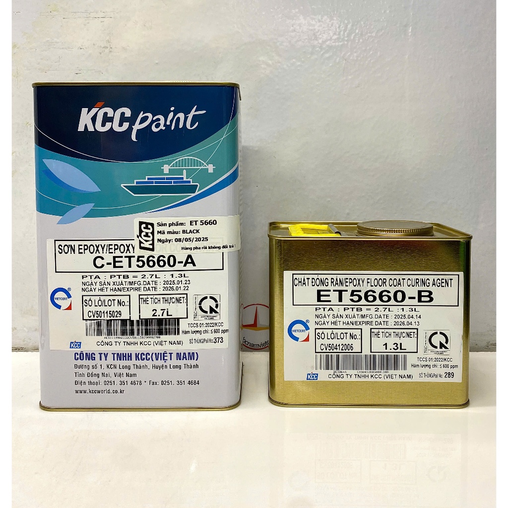 Sơn sàn bê tông epoxy KCC ET5660 Base C màu đen Black 1999 _4L/Bộ
