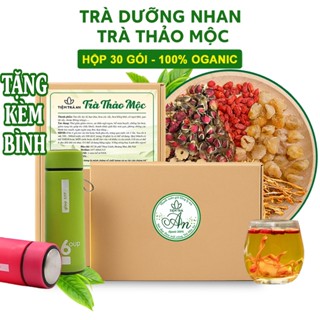 Trà Thảo Mộc, Trà Dưỡng Nhan Đông Trùng Ngũ Vị-8 Vị Hộp 30 Gói, Trà Hoa Cúc Táo Đỏ Giảm Cân, Đẹp Da, Thanh Nhiệt, Dễ Ngủ
