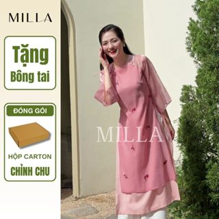 [HỎA TỐC] Áo Dài Cách Tân Tết Nữ 4 Tà Áo Dài Voan Tơ Óng Đẹp Thêu Hoa Nổi Duyên Dáng Hottrend MLAV16