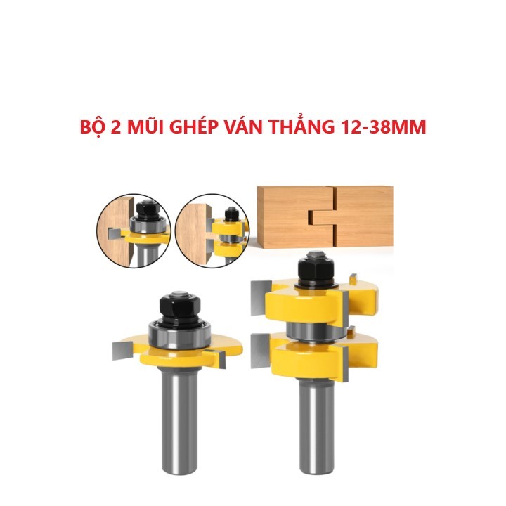 Mũi Phay Gỗ Ghép Ván Thẳng – Ghép Ván Dày 12–38mm, Chuẩn Cốt 12.7mm