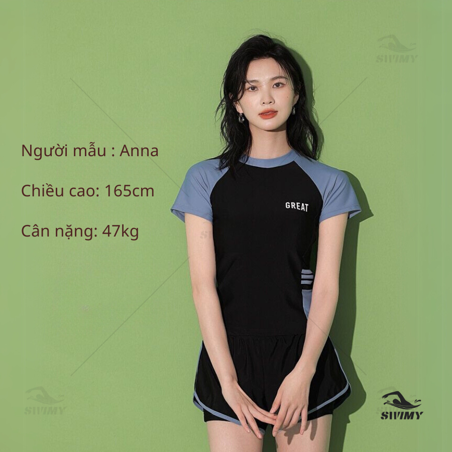[K023] Bikini đi biển 2 mảnh đồ bơi nữ kín đáo set 3 chi tiết áo croptop kèm quần đùi kiểu Hàn Quốc | BigBuy360 - bigbuy360.vn
