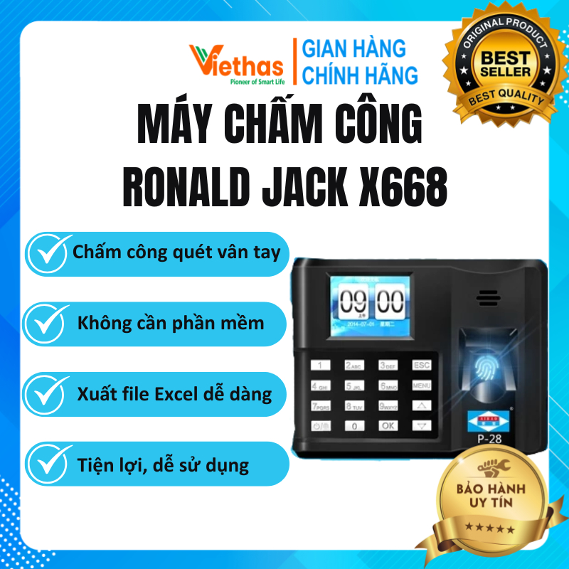 VIETHAS-Máy Chấm Công Vân Tay Cực Nhạy Wise Eye X668
