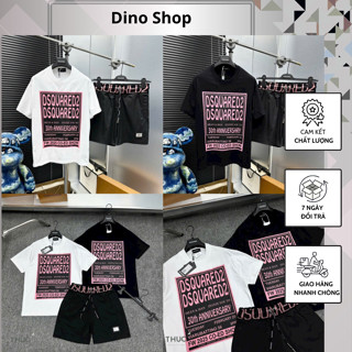 Bộ Cộc Nam DSQ Quần Gió In Chữ Hồng Cực Đẹp - Bộ Hè Nam DSQ In Chữ Cao Cấp