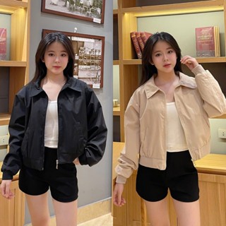 084 Áo khoác gió nữ dáng lửng croptop 2 lớp cổ bẻ kiểu dáng thời trang siêu hot