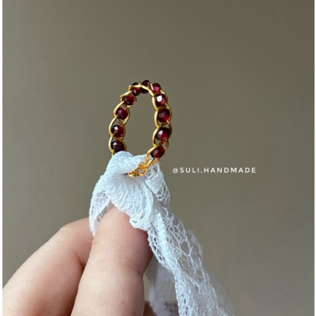 Nhẫn handmade tết hạt pha lê 2mm[ Suli'shandmade ]