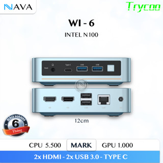 Máy tính Mini PC N100 Có Cổng Type C Trycoo Wi-6 Windows 11 Intel Gen 12th Max 3.4GHz