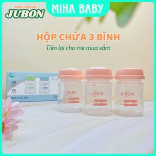 Bộ 3 bình trữ sữa Jubon cổ rộng 150ml, nhựa PPSU cao ấp không chứa BPA an toàn cho bé