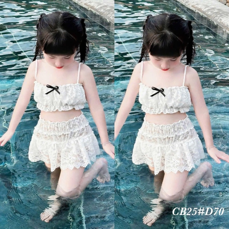 Đồ bơi cho bé gái 2 tuổi -10 tuổi, bikini bé gái, đồ bộ bé gái ren mềm mix chân váy xòe đi biển đi c