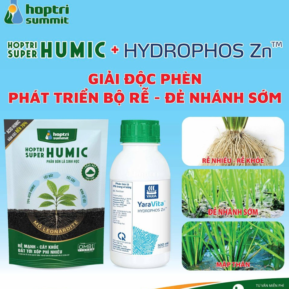 BỘ ĐÔI SUPER HUMIC HỢP TRÍ 1KG + Hydrophos Zn CHAI 1LIT CTY HỢP TRÍ