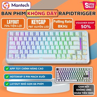 Bàn Phím Không Dây Gaming Attack Shark X82 Pro HE - Rapid Trigger 0.01mm, 3 Mode Kết Nối, Layout 75%