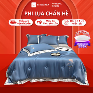  Bộ Drap Giường Lụa Hệ Thống Nệm Cao Cấp Set Vỏ Chăn Trần Bông Ga Gối Trải Phủ Giường Phi Lụa Thái 5 Món Mát Lạnh Mùa Hè 