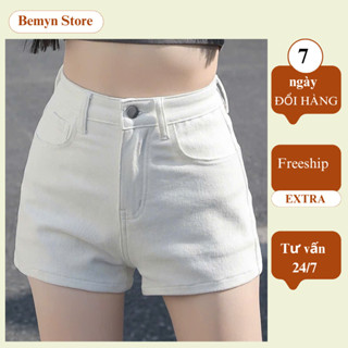  Quần short nữ bò ngắn lưng cao,quần đùi nữ ngắn chất jean giây co giãn 4 chiều ôm mông Bemyn Store 