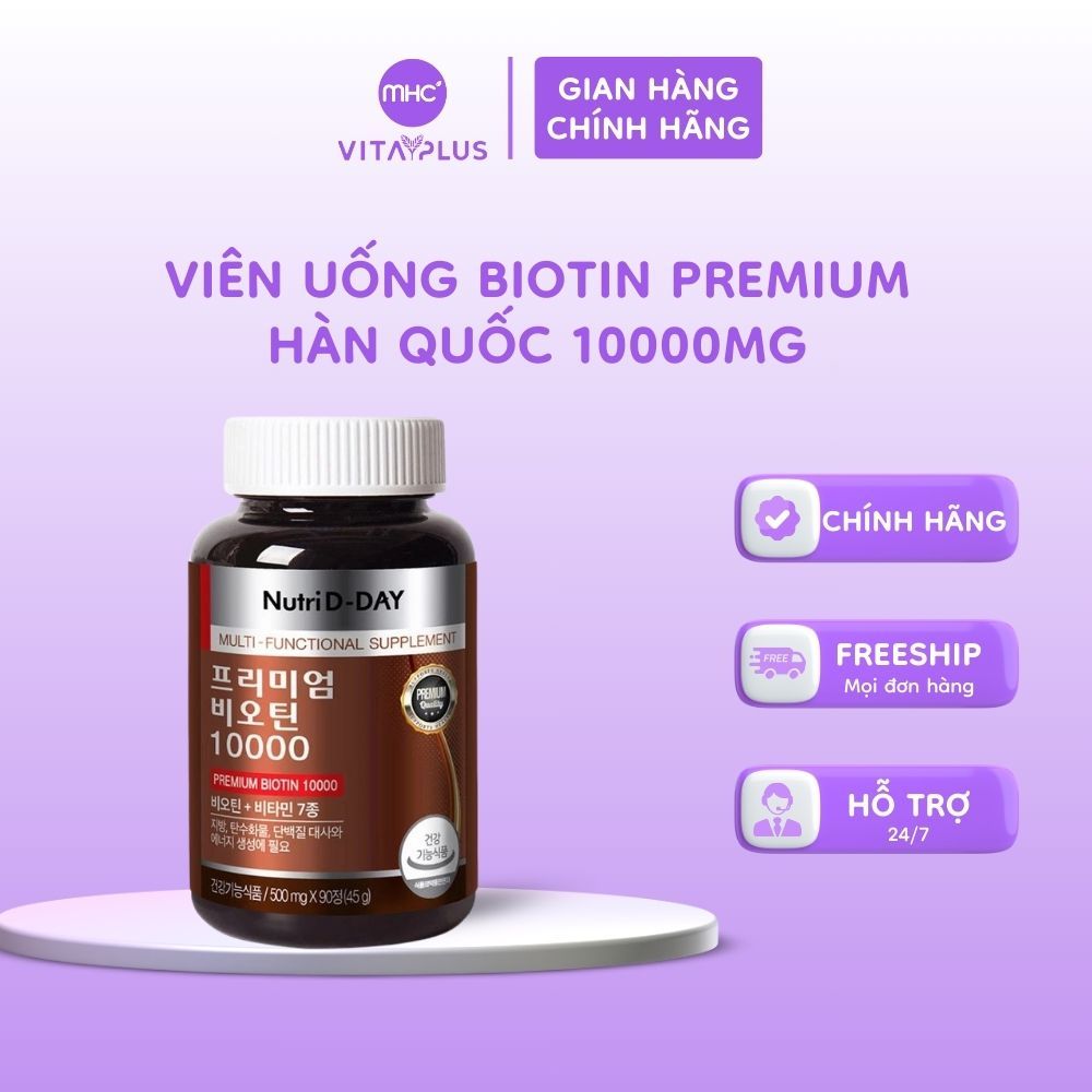 Nutri D-Day Premium Biotin 10000 - Bổ Sung Biotin 10000mcg Hỗ Trợ Sức Khỏe Tóc, Móng & Năng Lượng