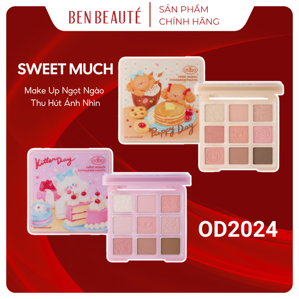 Màu Mắt Odbo Sweet Munch Eyeshadow Palette Puppy Day - Kitten Day 9 ô OD2024