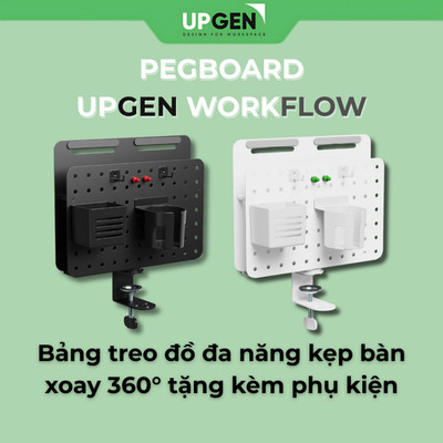 Pegboard UPGEN WORKFLOW Bảng Treo Đồ Đa Năng - Kẹp Bàn Xoay 360° Tiện Lợi Gọn Gàng Hiện Đại