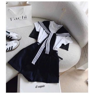  Sét áo phông bé gái kèm khăn phong cách Hàn Quốc học sinh size mẹ và bé gái 3-15 tuổi 