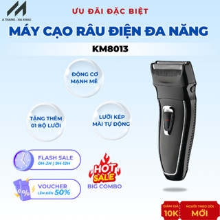 Máy Cạo Râu Điện KM8013 - Động Cơ Khoẻ, Hai Lưỡi Kép Tự Mài, Pin Lâu, Cạo Râu Nhanh, Không Đau Rát