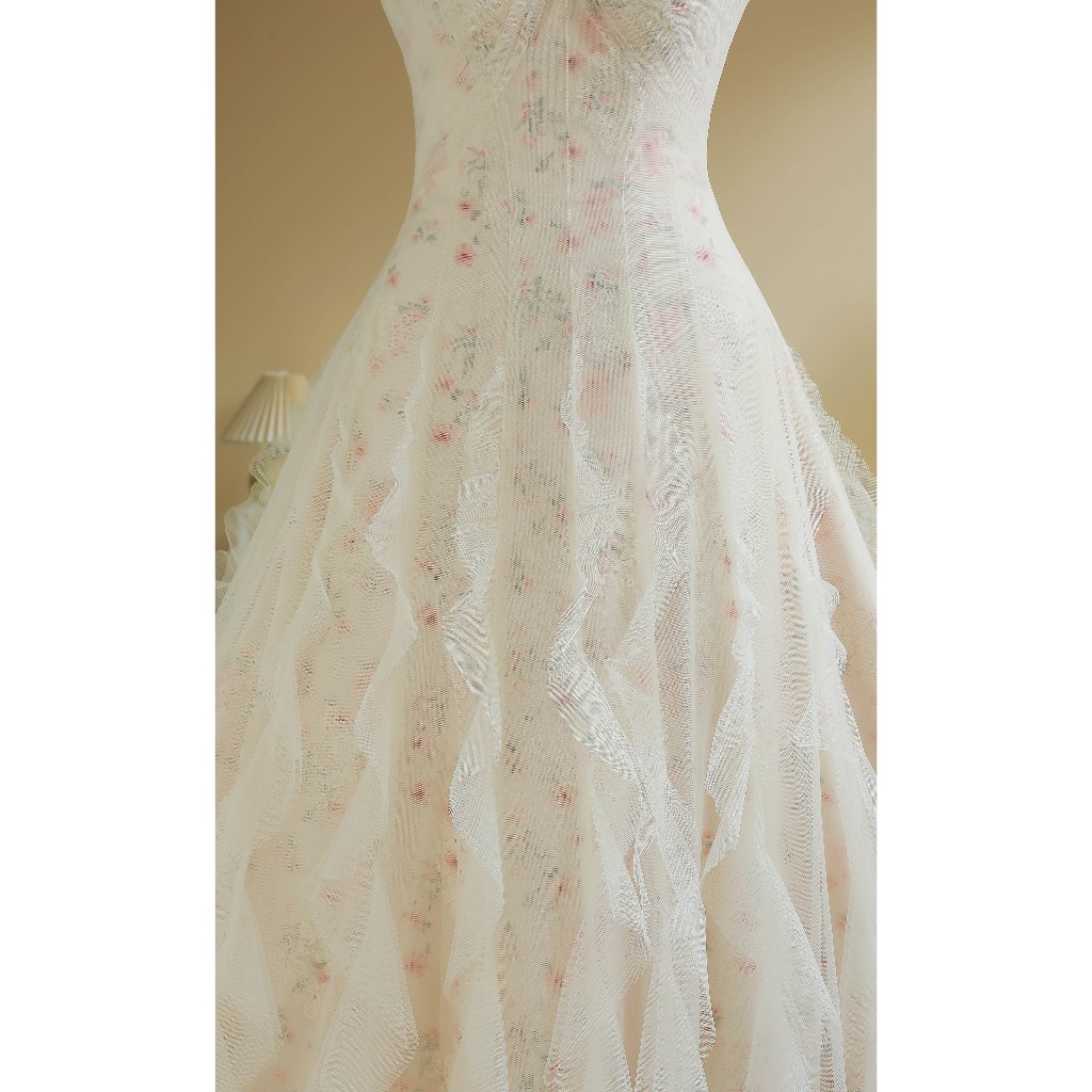 SÒ VINTAGE - LAMIE đầm hoa phối bèo phủ lưới | BigBuy360 - bigbuy360.vn