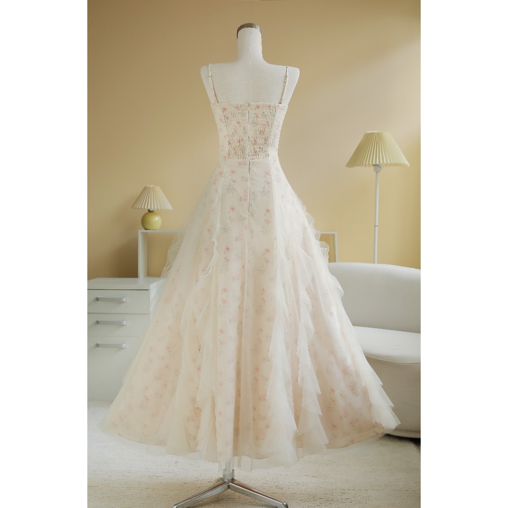 SÒ VINTAGE - LAMIE đầm hoa phối bèo phủ lưới | BigBuy360 - bigbuy360.vn