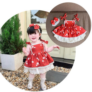 Set Váy Yếm Xô Hoa To Cho Bé Gái, Set Hai Dây Kèm Chip Sang Chảnh Cho Bé Yêu Từ SS - 12kg