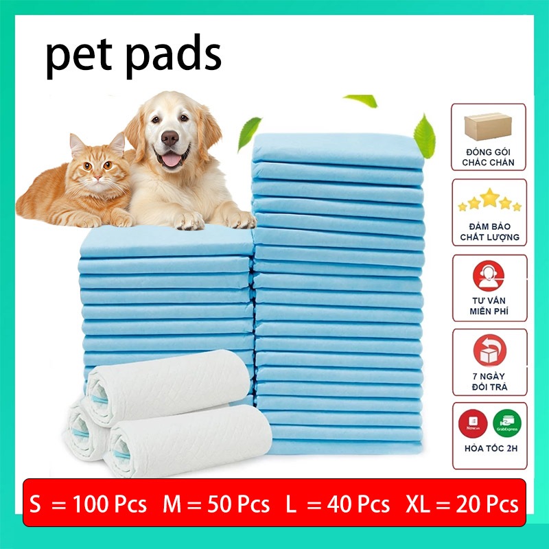 100 miếng Tả lót vệ sinh huấn luyện Chó mèo, SIZE S-M-L-XL,Miếng lót cho chó, mèo đi vệ sinh Tã Lót Vệ Sinh Cho Chó Mèo