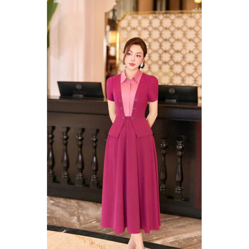 sét công sở cv xếp ly dáng dài, cv 2 lớp