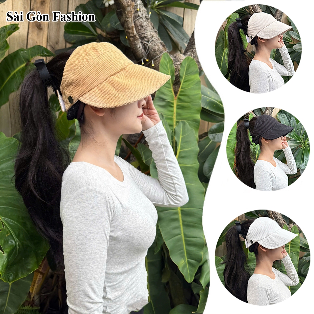Nón Vành rộng | Mũ Chống nắng nữa đầu Hàn Quốc có móc đeo khẩu trang dành cho Nữ