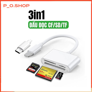 【Rẻ Đầu đọc thẻ nhớ CF SD Micro SD 3in1 dành cho điện thoại nhà táo,android Type-c kết nối otg, máy tính bảng và laptop