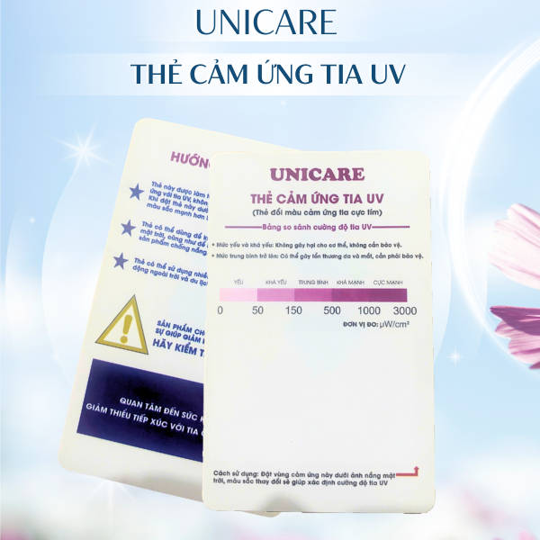 Thẻ test tia UV , UVA, UVB, Test Tia Cực Tím, Miếng thẻ nhựa test tia UV unicare tái sử dụng nhiều l