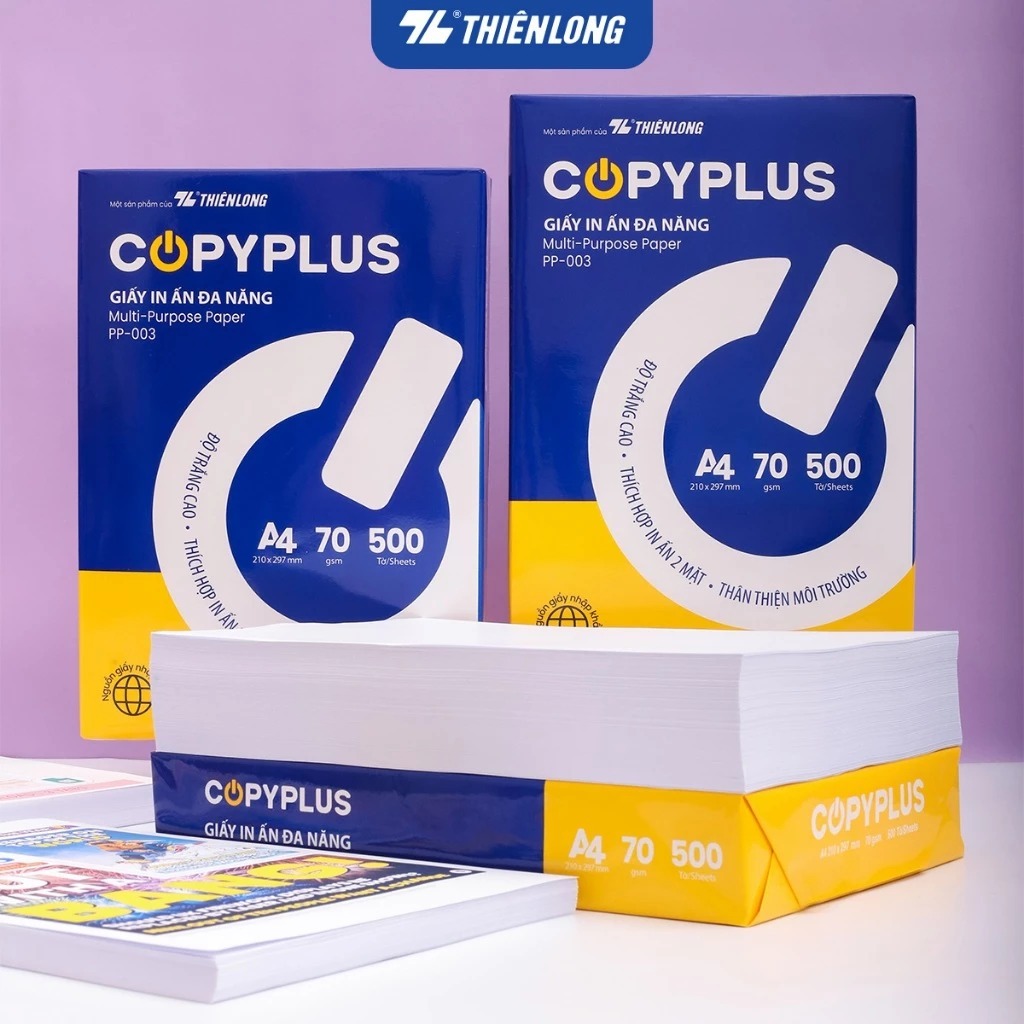 Combo 10 ream Giấy in A4 70 gsm Thiên Long Copy Plus PP-003 (500 tờ) - Chất lượng cao, giấy A4 trắng