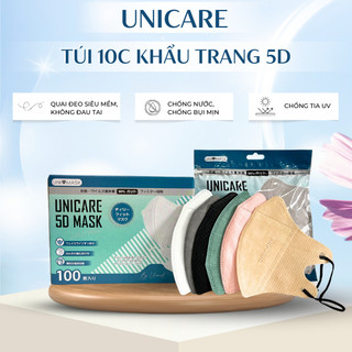   Túi 10 chiếc  Khẩu trang 5D UNICARE Khẩu Trang 3 Lớp Kháng Khuẩn Kháng Bụi Không Thấm Nước 