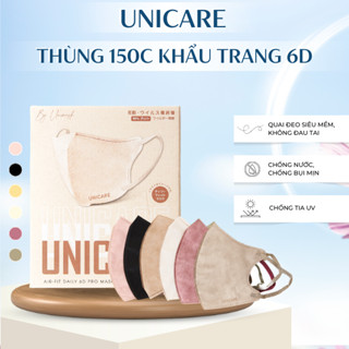 [Thùng 150 chiếc] Khẩu trang 6D UNICARE, Khẩu Trang 3 Lớp Kháng Khuẩn, Kháng Bụi, Không Thấm Nước