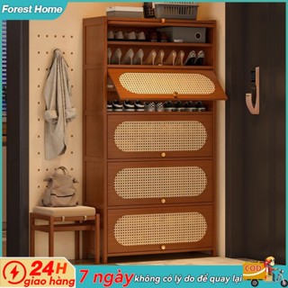 Tủ đựng giày tủ giày mây mắt cáo cửa lật Cửa chống ẩm, chống bụi tủ giày mây tre đan