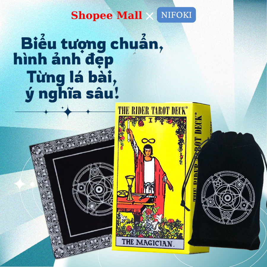 Combo Bộ Bài The Rider Waite Tarot Size Thường và Túi Nhung Đựng Tarot và Khăn Trải Bàn Tarot d5