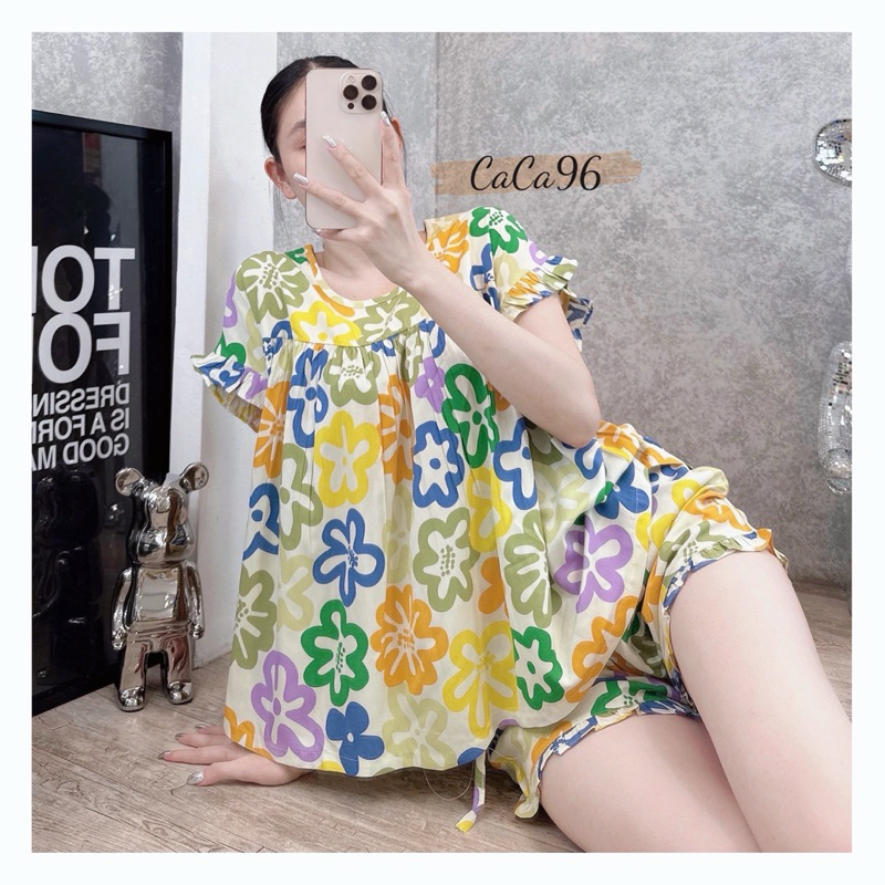 Đồ bộ tole nữ bộ lanh mặc nhà VNXK quần đùi nhún PHOM TO babydoll ,bồng bềnh mềm mỏng nhẹ.