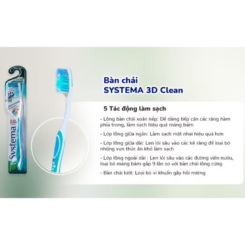 Bàn chải đánh răng Systema Số 1 Nhật Bản mẫu mới 3D clean