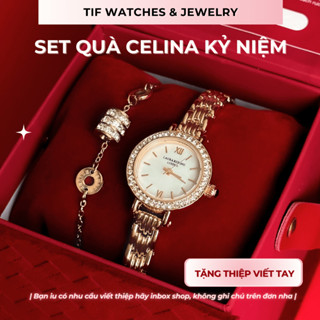 [Quà Sinh Nhật - Kỷ Niệm] Bộ trang sức đính đá cao cấp phụ kiện cho nữ Đồng hồ Vòng Tay CELINA Tif Watches Sang Trọng