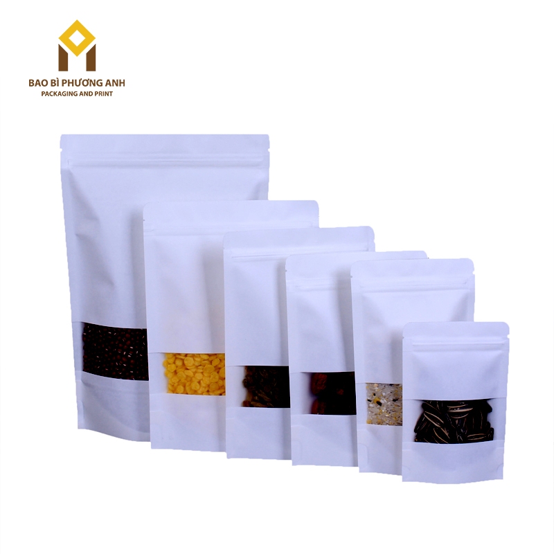 [SIÊU RẺ] Combo 10 Chiếc Túi Zip Giấy Kraft Trắng 15x22_Bao Bì Phương Anh