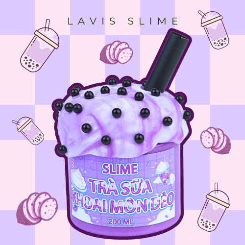 LAVIS SLIME - Slime Trà Sữa Khoai Môn Dẻo Có Tặng Kèm Trân Châu
