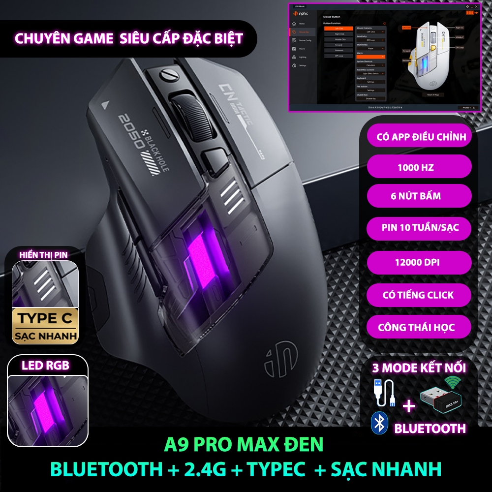 Chuột không dây gaming SIDOTECH kết nối không dây ổn định, giảm ồn, LED RGB cá tính