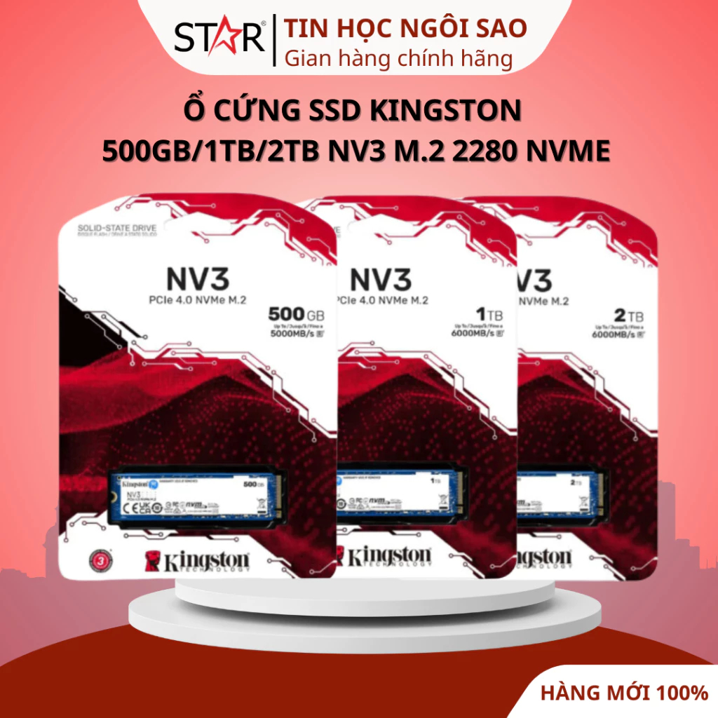 Ổ Cứng SSD 250GB/ 500GB/ 1TB Kingston NV3 | PCIe Gen4, M.2 NVMe - Bảo hành 60 tháng