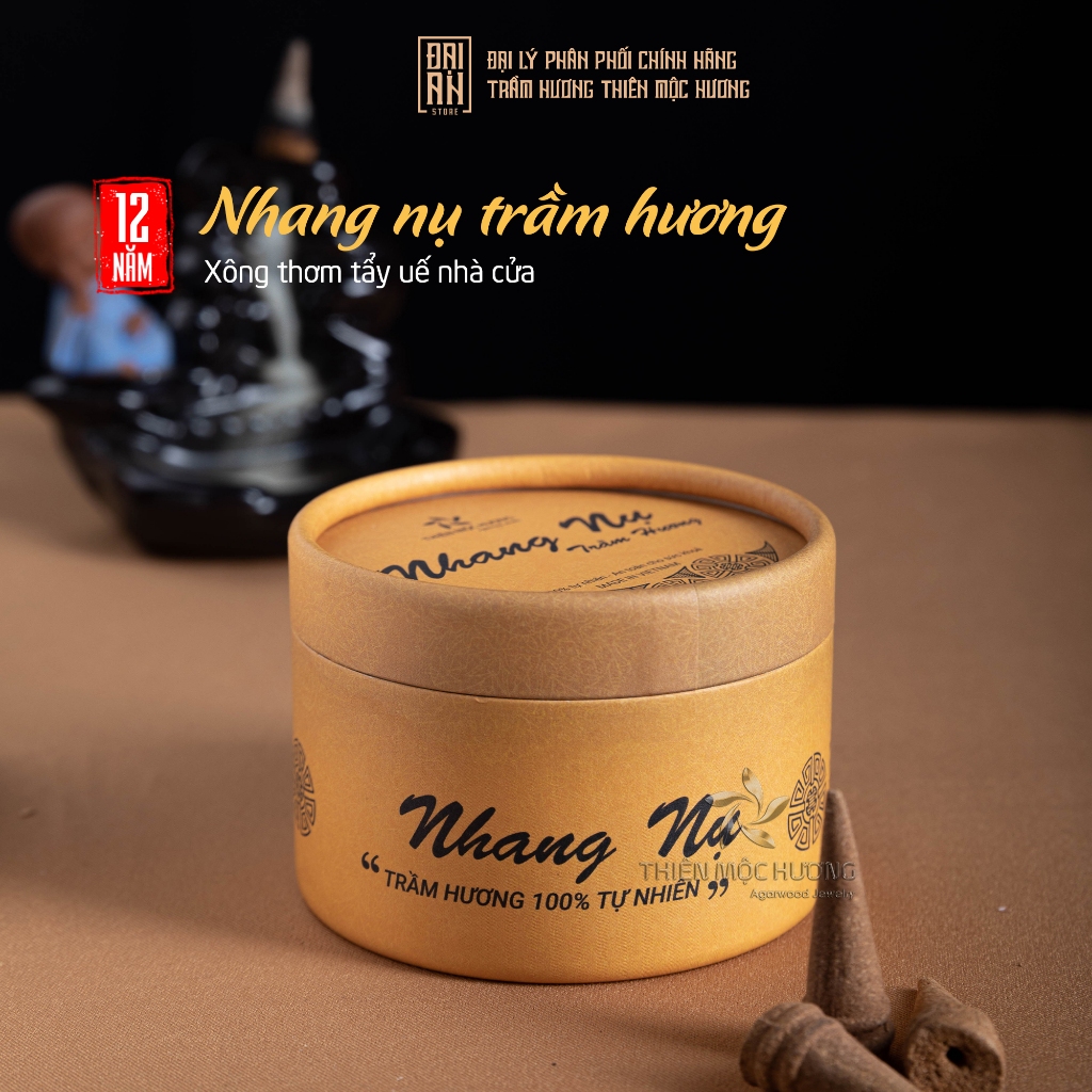 Nụ trầm hương khói ngược Thiên Mộc Hương trầm hương 12 năm - Hộp 40 nụ xông nhà tẩy uế