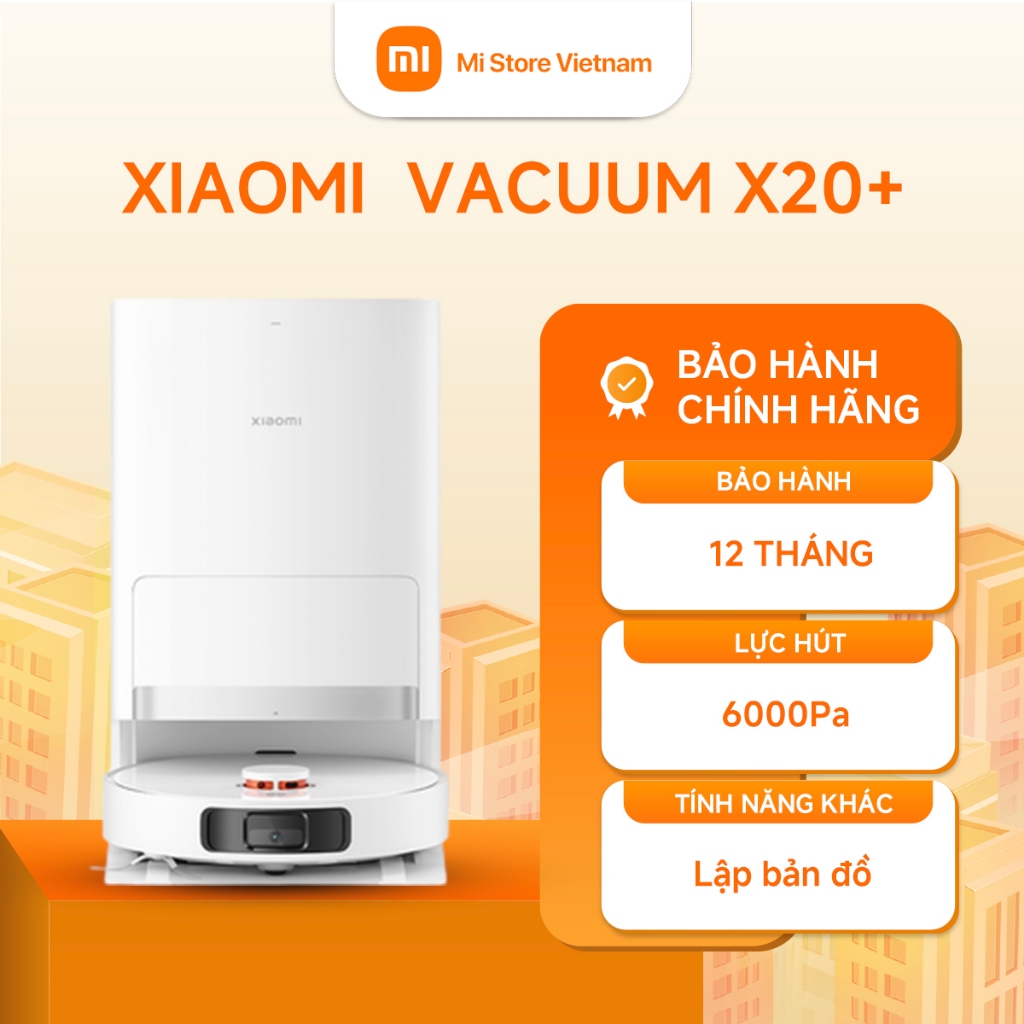 Robot Hút Bụi Lau Sàn Xiaomi X20+/X20 Plus 6000Pa 4 Mức Độ Hút Tự Động Giặt Khăn Lau BH 12 Tháng