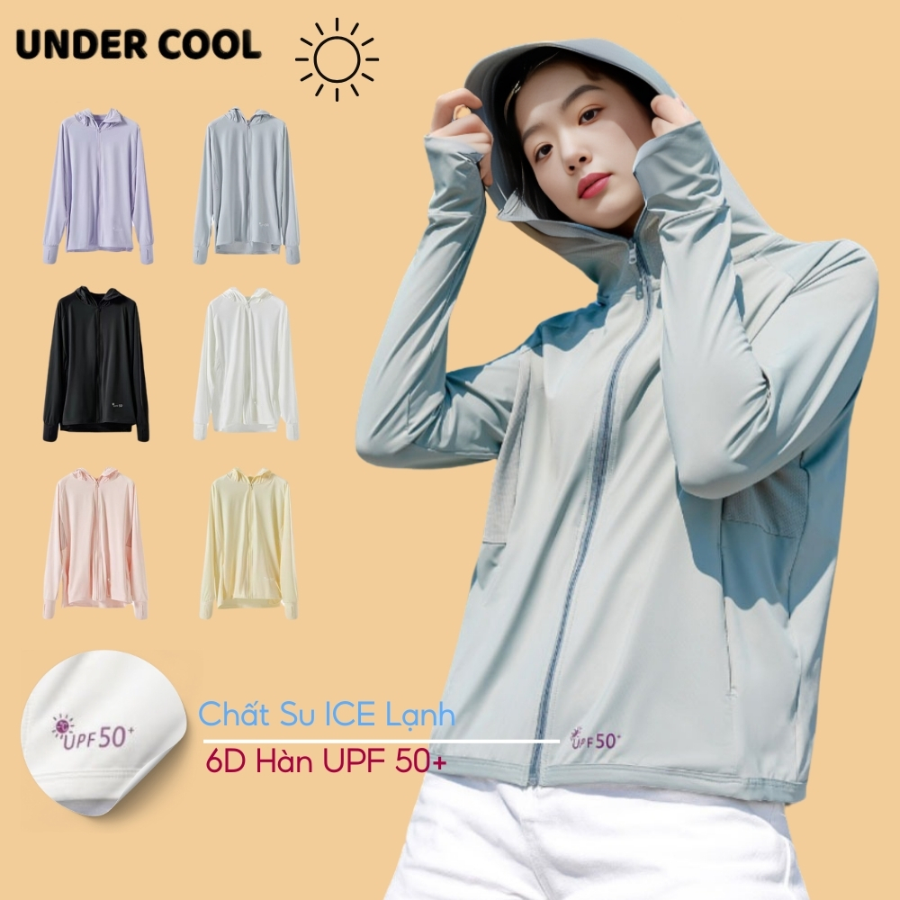 Áo Khoác Chống Nắng Nữ UNDERCOOL UPF50+ Đổi Màu Logo Chất Lụa Băng Mát Dáng Xuông Che Nắng Tối Ưu Có