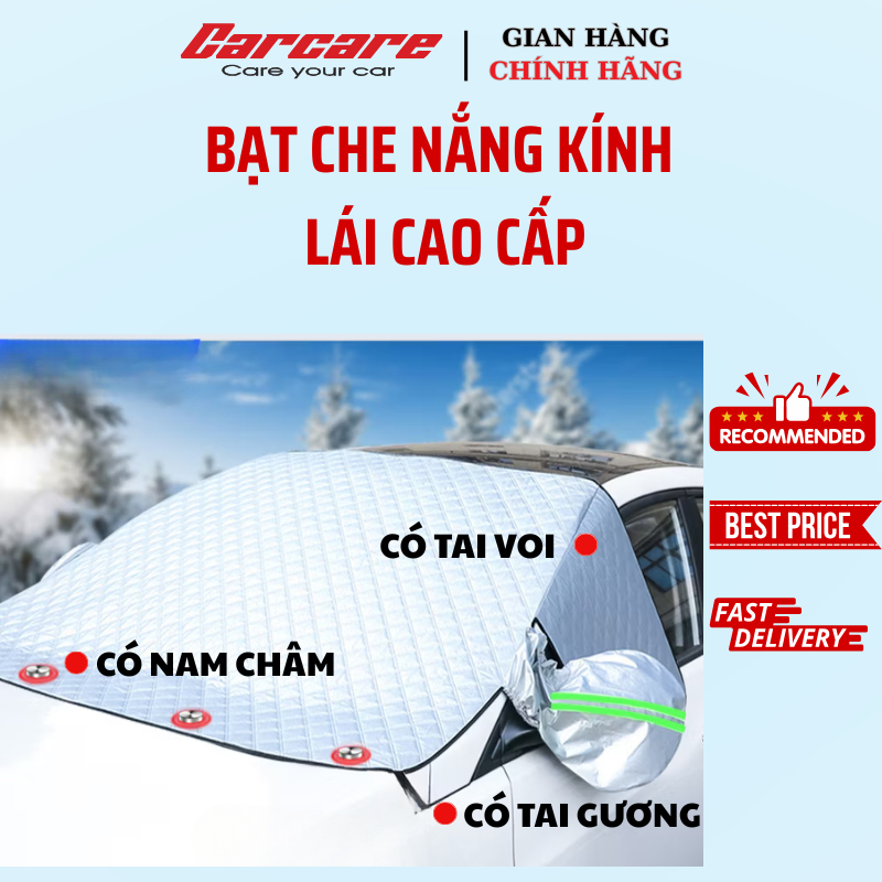 Tấm che nắng kính lái ô tô Carcare kèm nam châm, tai gương, tai voi cửa bên - Tấm che nắng ô tô phiên bản cao cấp