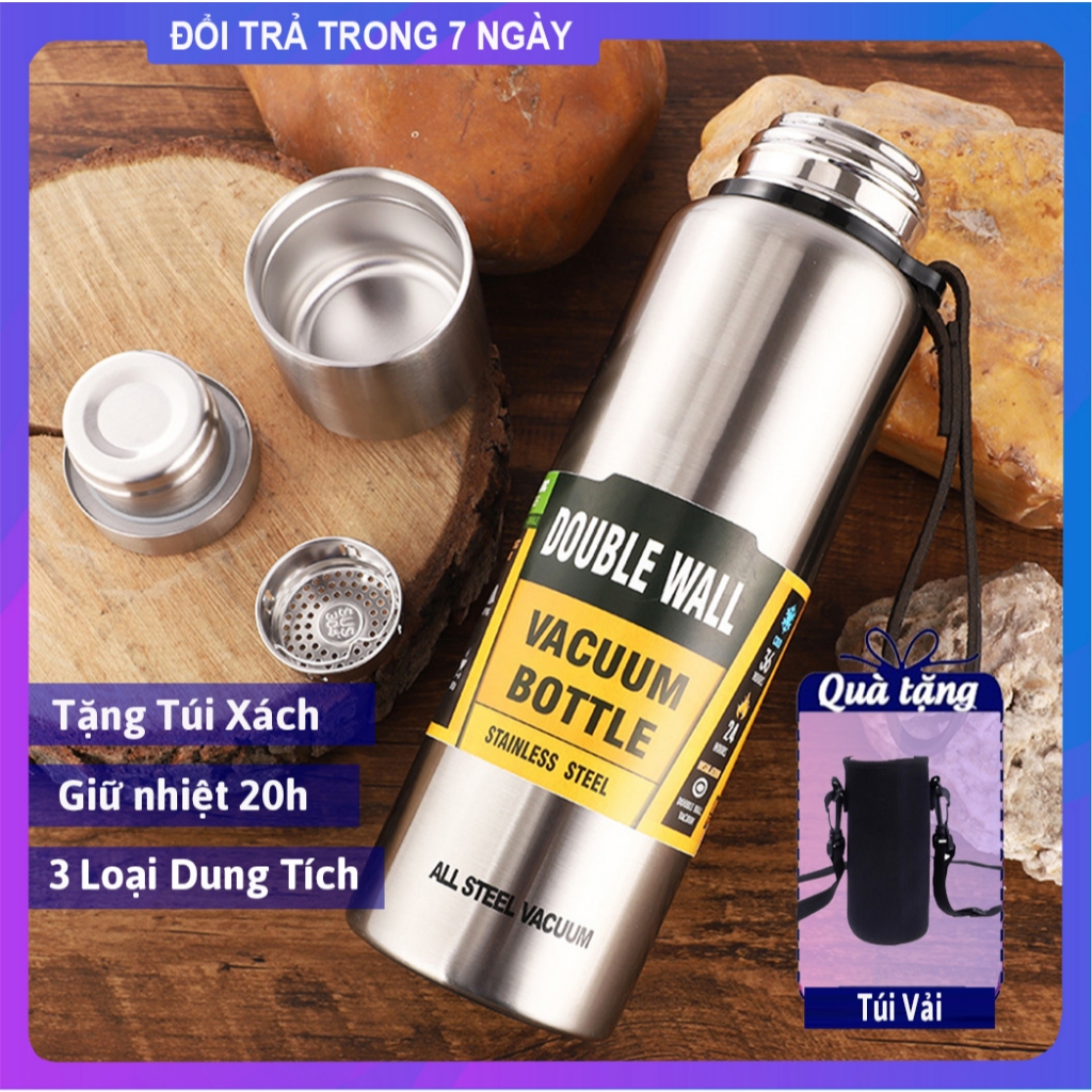 (Tặng Túi Giữ Nhiệt) Bình Giữ Nhiệt Thép Không Gỉ 750/1000/1500ml Bình Đựng Nước Giữ Nhiệt Inox304 ,
